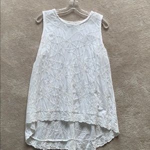 White sleeveless top
